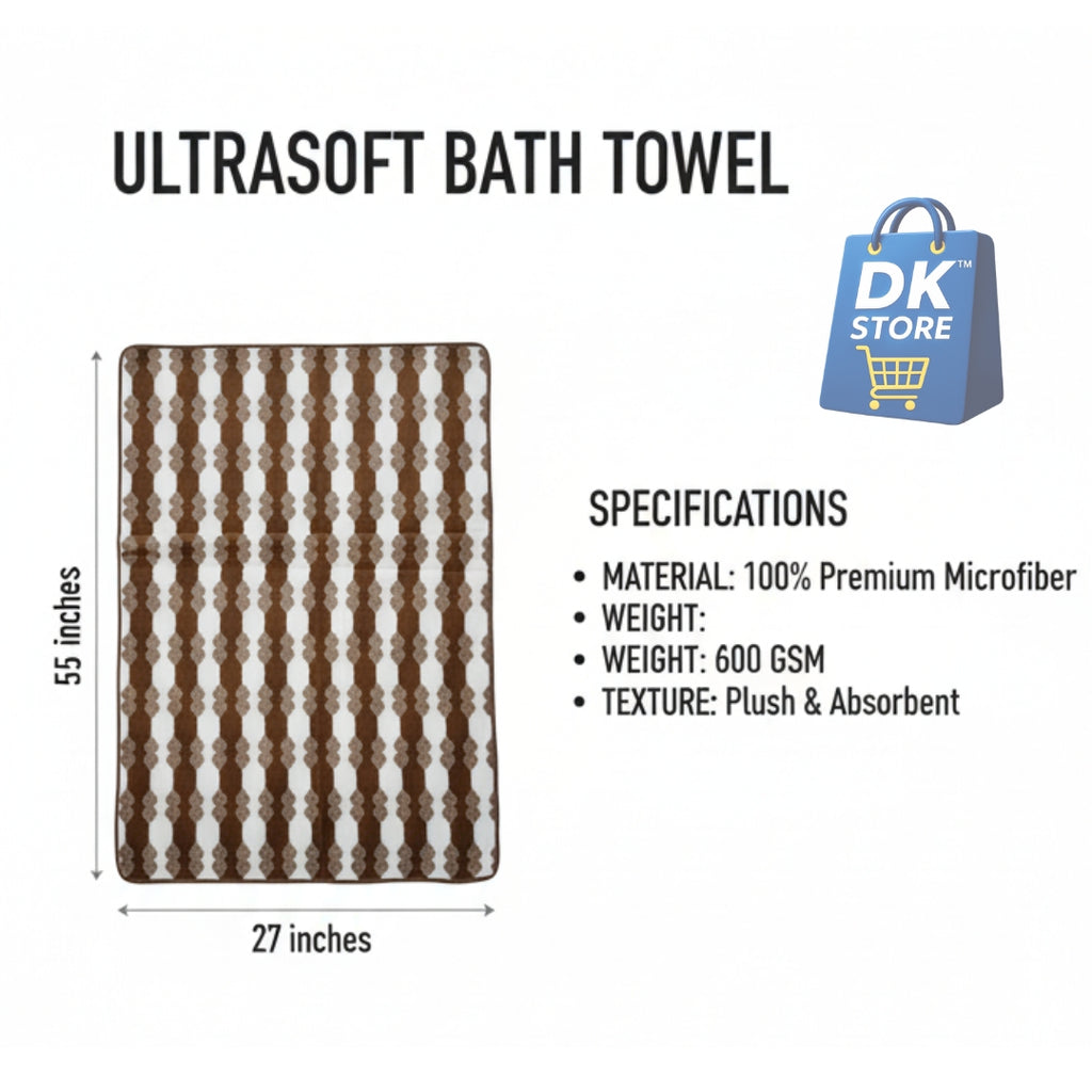 Coral Fleece Bath Towel 55x27in - Super Soft Quick Dry ( Brown Color)