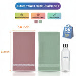Premium Hand Towel 21x14 Inch - Soft Absorbent Cotton Towel Pink Green Pack of 2 | Bathroom Kitchen Gym Towel