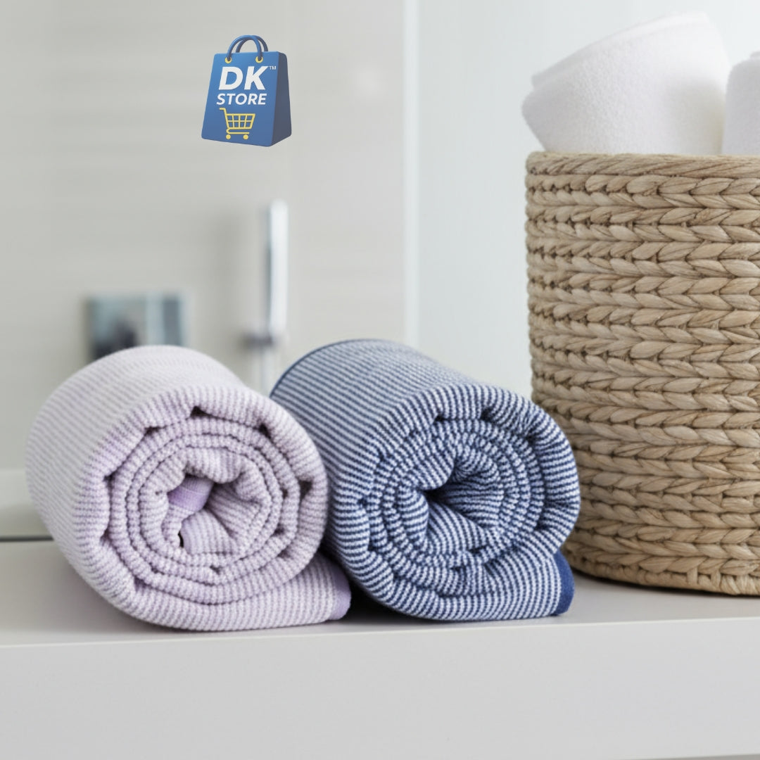 Coral Fleece Bath Towel 55x27in - Super Soft Quick Dry ( Light Purple, Navy Blue Color)