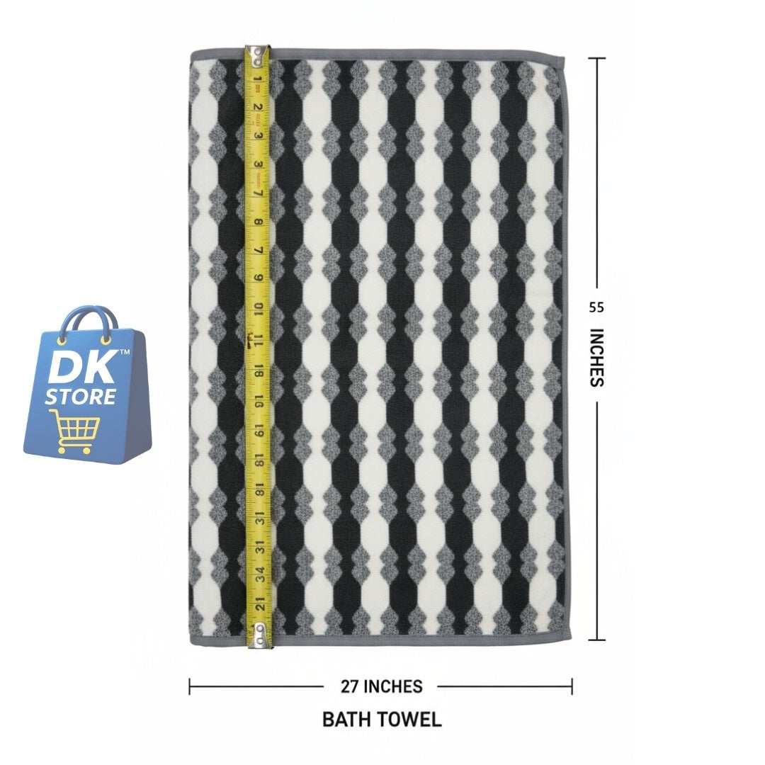 Coral Fleece Bath Towel 55x27in - Super Soft Quick Dry ( Black Color)