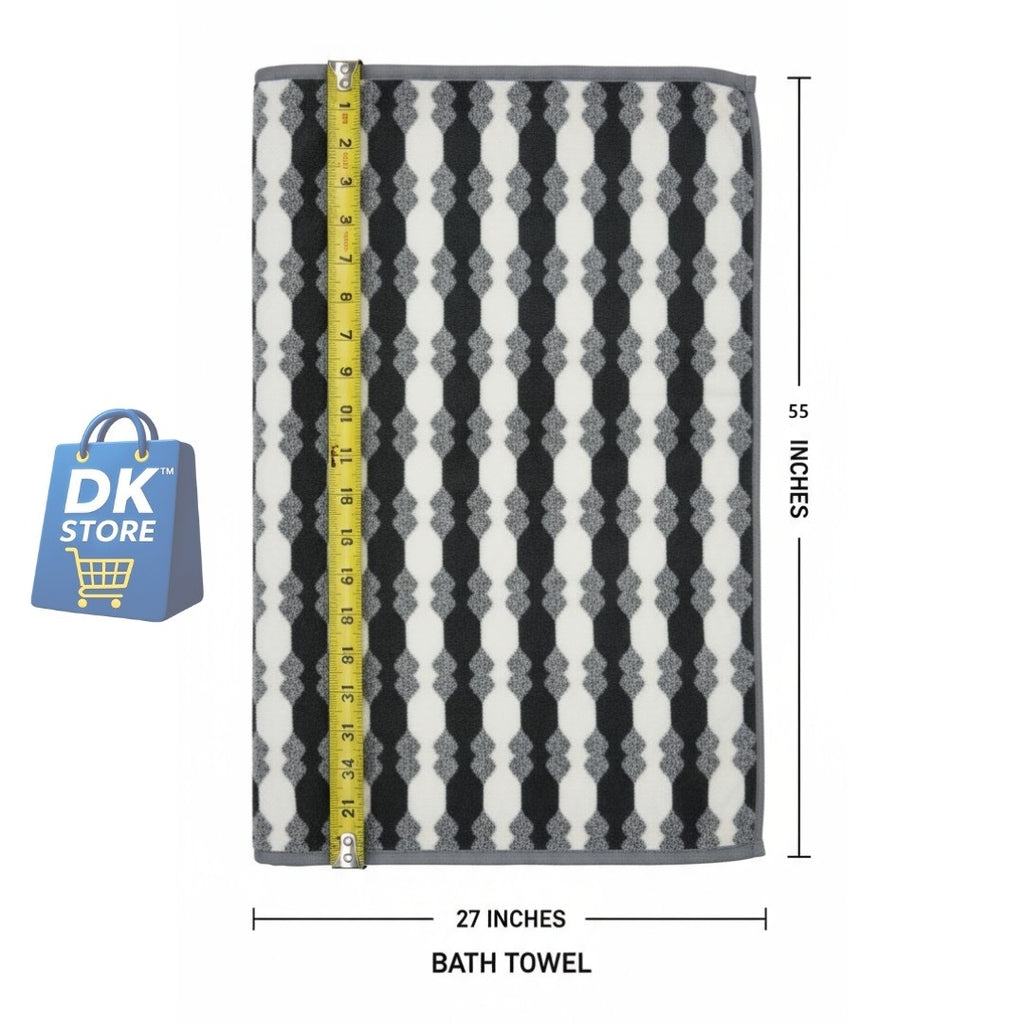 Coral Fleece Bath Towel 55x27in - Super Soft Quick Dry ( Black Color)