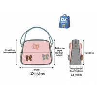 Pink Butterfly Crossbody Bag for Girl, Women - Dual Compartment Sling Bag with Adjustable Strap | Ladies Shoulder Handbag