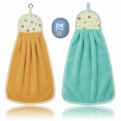 Microfiber Kitchen Towel with Loop - 38x28cm Quick Dry Brown,Light Green (Pack of 2)