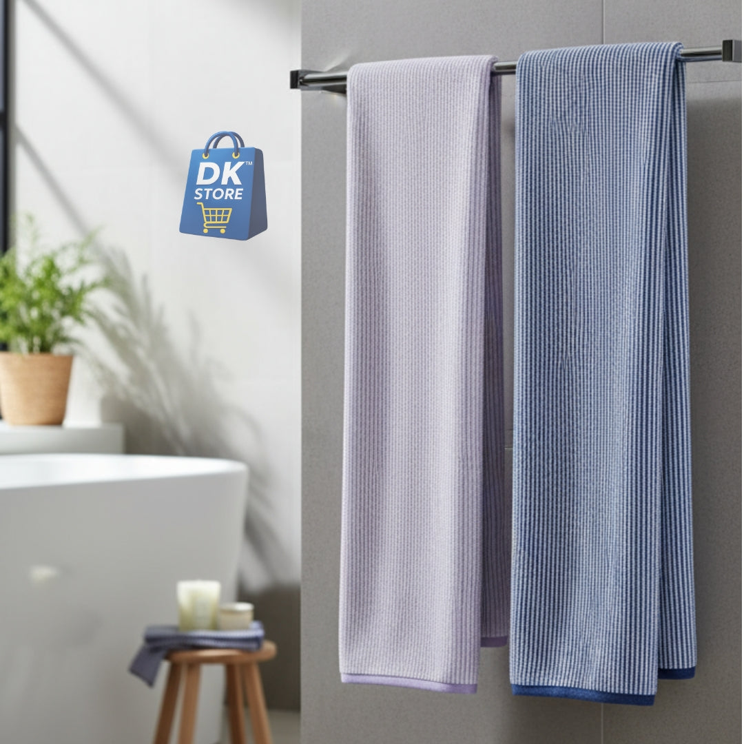 Coral Fleece Bath Towel 55x27in - Super Soft Quick Dry ( Light Purple, Navy Blue Color)