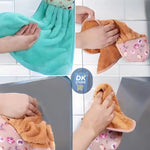 Microfiber Kitchen Towel with Loop - 38x28cm Quick Dry Pink,Green, Yellow, Purpule (Pack of 4)