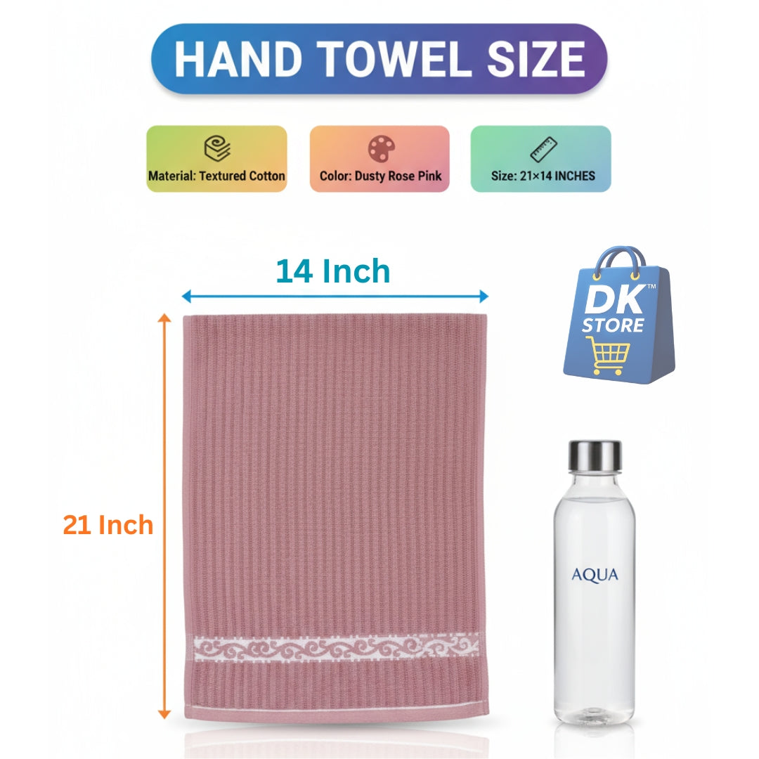 Premium Hand Towel 21x14 Inch - Soft Absorbent Textured Cotton Towel Dusty Rose Pink | Bathroom Kitchen Gym