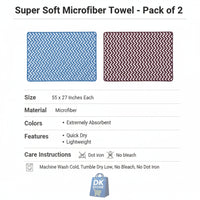 Coral Fleece Bath Towel 55x27in - Super Soft Quick Dry ( Blue, Maron Color)