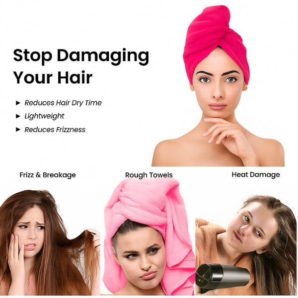 Midastra Microfiber Hair Towel Wrap - Quick Dry Anti-Frizz Turban 65x25cm