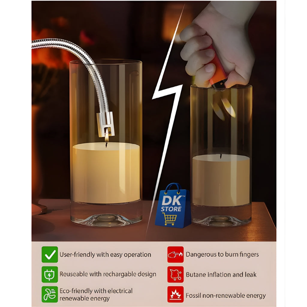 USB Rechargeable Electric Lighter 360° Flexible Neck - Kitchen Gas Stove BBQ Candle Lighter Windproof Flameless Arc Lighter