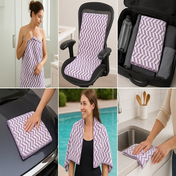 Coral Fleece Bath Towel 55x27in - Super Soft Quick Dry (Purple Color)
