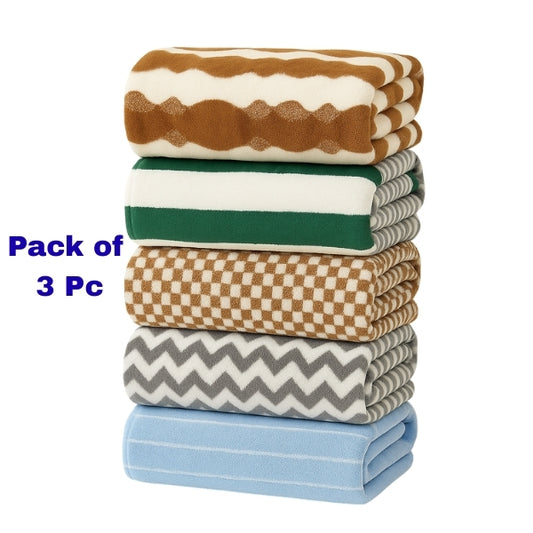 Coral Fleece Bath Towel 55×27 in (140×70 cm) – Super Soft & Quick Dry (Pack of 3) Multi Colour - DK Store