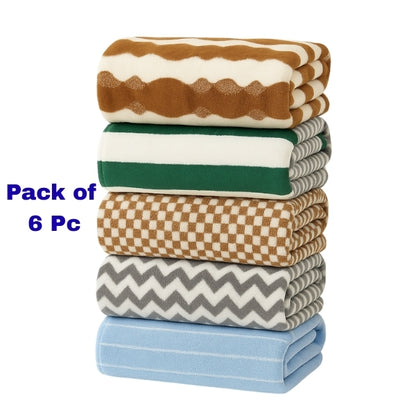 Coral Fleece Bath Towel 55×27 in (140×70 cm) – Super Soft & Quick Dry (Pack of 6) Multi Colour - DK Store