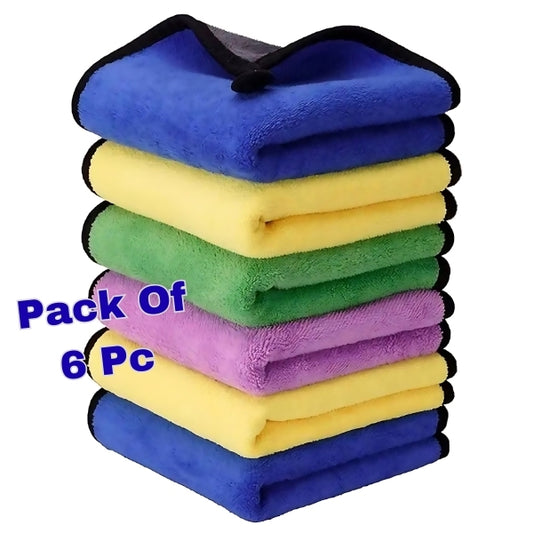 Microfiber Cleaning Cloth 30x40cm - Dual-Sided 500/600 GSM (Multi Color) (Pack 6)