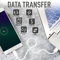 25W Fast Charging USB V8 Cable - 3.6A Data Transfer 1M White