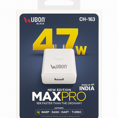 UBON MaxPro CH-163 47W Fast Mobile Charger Type-C Cable Wall Adapter