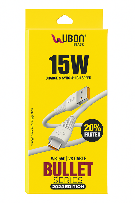 UBON WR-550 V8 USB Charging Cable Fast Durable Tangle-Free Micro USB