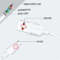 UBON WR-550 V8 USB Charging Cable Fast Durable Tangle-Free Micro USB