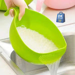 Kitchen Strainer Colander - Premium Rice Fruit Vegetable Washing Bowl | Plastic Drain Basket for Daily Use (Green)