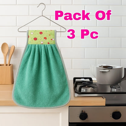 Microfiber Hanging Kitchen Towel with Loop – 38×28 cm (Pack of 3, Multi-Color) - DK Store