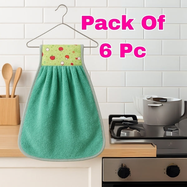 Microfiber Hanging Kitchen Towel with Loop – 38×28 cm (Pack of 6, Multi-Color) - DK Store