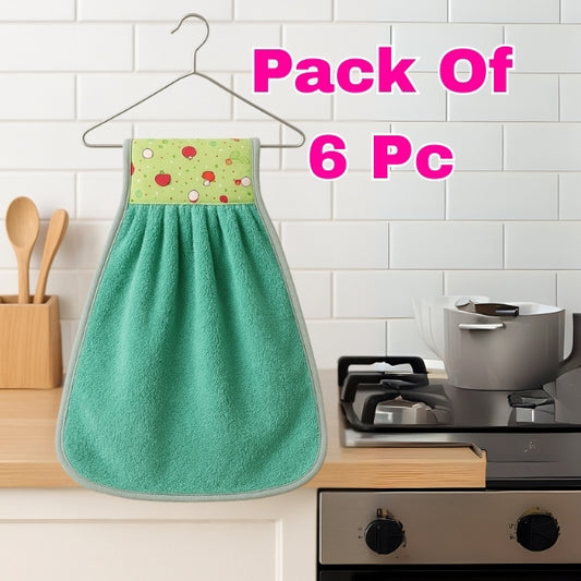 Microfiber Hanging Kitchen Towel with Loop – 38×28 cm (Pack of 6, Multi-Color) - DK Store