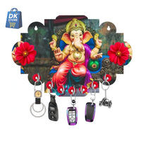 Wooden Ganesha Key Holder Wall Mounted - 7 Hooks Key Hanger for Home Decor | Traditional Design